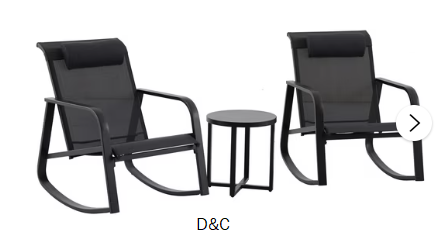 Mainstays Dashwood 3-Piece Steel Outdoor Rocker Chat Set, Black