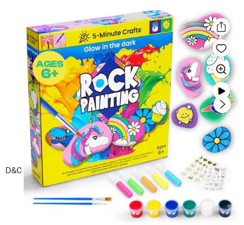 5-Minute Crafts Rock Painting Paint Kit Glow in the Dark Stone Coloring Arts and Crafts Kids Ages 6+
