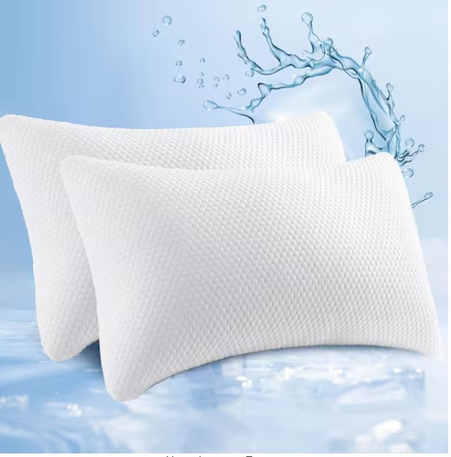Cool Memory Foam Pillows Queen Size with Removable Pillow CoversHeight Adjustable(Set of 2)
