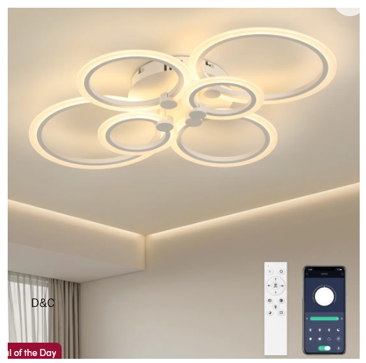 Deontee 6 – Light 31.5” Unique Acrylic Dimmable LED Flush Mount Ceiling Light with Remote