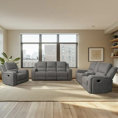 Margo 3-Piece Fabric Manual Reclining Set, Assorted Colors