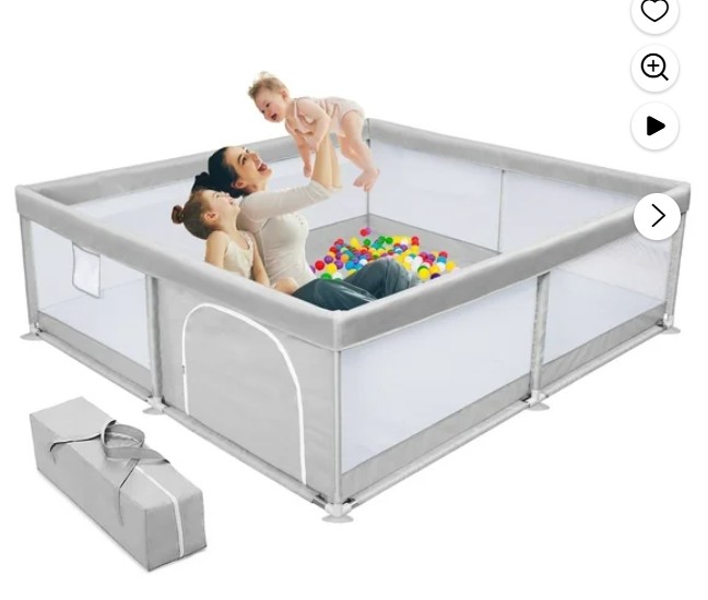 Babyeap Baby Playpen Large Play Yard Fence for Toddlers,50″x50″ Gray