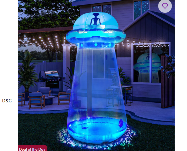 9 FT Halloween Inflatable Outdoor Decoration, Halloween Blow Ups for Yard Decoration, Inflatable UFO Halloween Decor with LEDs for Halloween Decorations Outside Halloween Party Decorations(Cow Not Included)