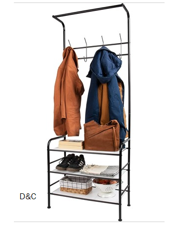 Mind Reader Coat Rack, Hall Tree, Freestanding, Coat Tree, Hat, Jacket, Purse, Metal, 14.75″ L x 16.5″ W x 69″ H, Black