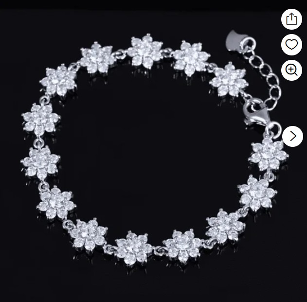 14K White Gold Plated Genuine Crystal Flower Bracelet