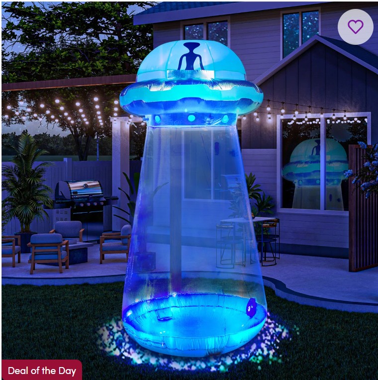 9 FT Halloween Inflatable Outdoor Decoration, Halloween Blow Ups for Yard Decoration, Inflatable UFO Halloween Decor with LEDs for Halloween Decorations Outside Halloween Party Decorations(Cow Not Included)