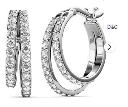 Cate & Chloe Corina 18k White Gold Plated 20mm Hoop Earrings with Swarovski Crystals Gift for Women