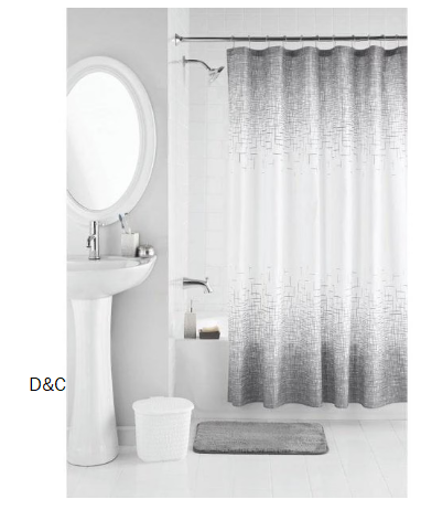 Mainstays 17-Piece Gray Weave Polyester/Ceramic Shower Curtain & Bathroom Accessory Set, Gray