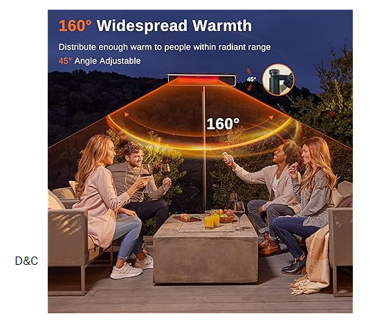 EAST OAK Patio Heater Electric, 1500W