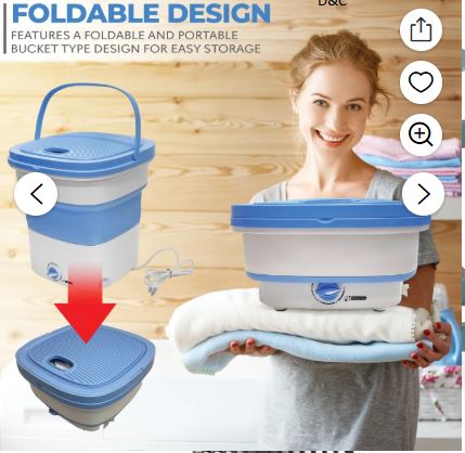 Pure Clean PUCWM33 Foldable Lightweight Mini Washing Machine, Top Load, 4.41 lbs Washing Capacity