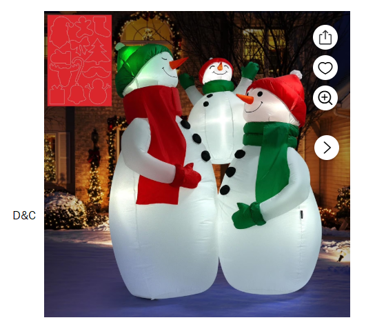 SPECSTAR 6FT Christmas Inflatable Outdoor Decoration, Snowman Family Hug, Navidad Blow Up Yard Decor with Built-in LED Light for Lawn, Garden, Party