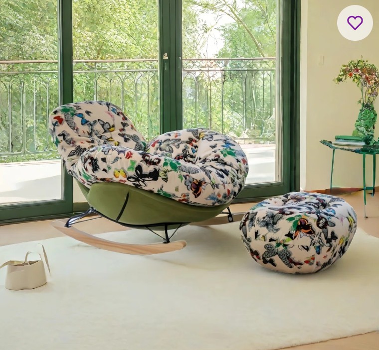 Modern Upholstered Rocking Chair – Small Accent Chair for Nursery, Kids, or Living Room | Nursing Chair with Curved Back & Wood Rocker Legs