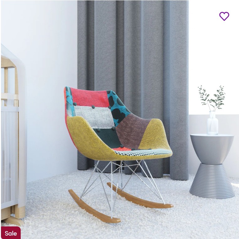 Modern Upholstered Rocking Chair – Small Accent Chair for Nursery, Kids, or Living Room | Nursing Chair with Curved Back & Wood Rocker Legs