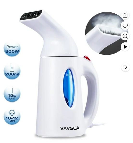 VAVSEA Steamer for Clothes, Portable Garment Steamer, Auto Shut-off Function, Wrinkles/ Steam/ Soften/ Clean/ Sterilize, White