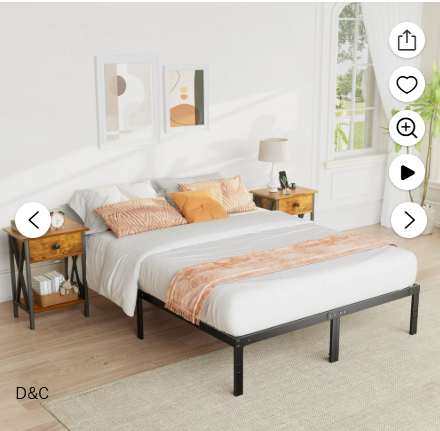 edx Bed Frame – Full Size Heavy Duty Platform Bed with Underbed Storage, 14-Inch High Steel Slat Support, Non-Slip Design, No Box Spring Required