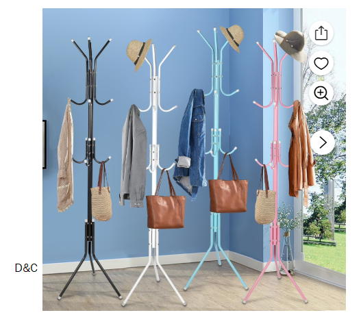 68.9×17.7in Metal Coat Rack Assembled Living Room Floor Hat Clothing Display Stand Home Furniture Multi Hooks Hanging Clothes, Black