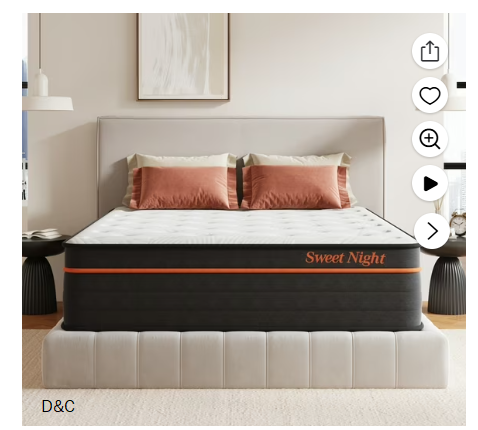 Sweetnight Twilighty 14″ Medium Hybrid Mattress,Adult,King