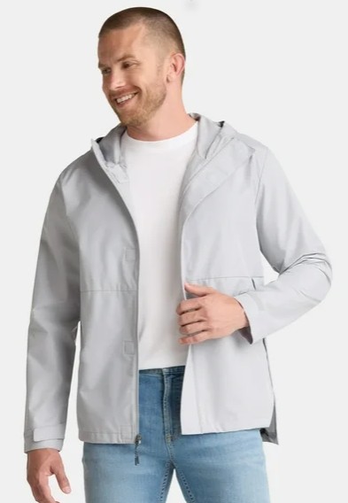 Ozark Trail Men’s Rain Jacket with Hood, Sizes S-3XL
