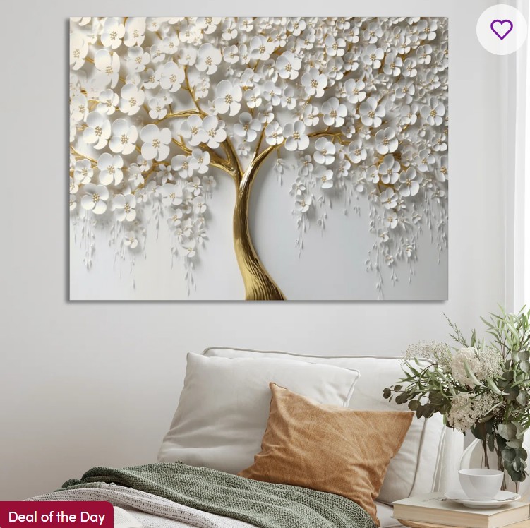 Symmetrical Yellow Fractal Flower – Modern wall clock