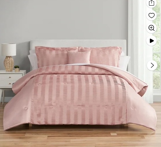 Mainstays Blush Pink 10 Piece Bed in a Bag Comforter Set with Sheets, King