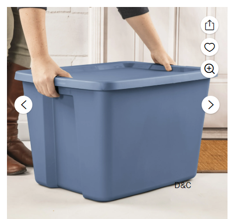 Sterilite Large Storage Bin, 18 Gallon Plastic Storage Container with Snap-On Lid, Blue, 8 Count