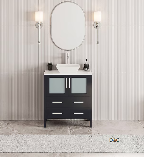 Fresca Torino 30-in Espresso Single Sink Bathroom Vanity with White Ceramic Top