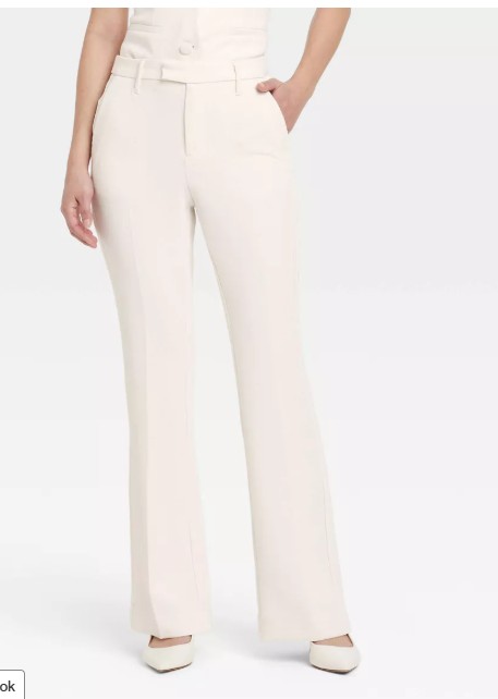 Women’s Signature Crepe Flare Trouser – A New Day™ Cream