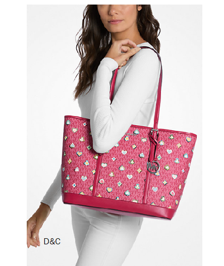 Michael Kors Outlet Jet Set Large Printed Signature Logo Tote Bag