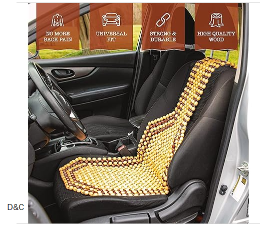 ZONETECH SE0033 Wood Beaded Seat Cushion 2-Pack