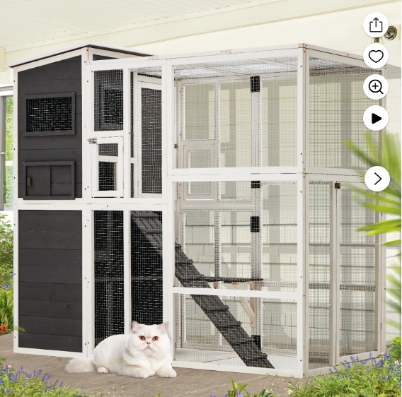 AECOJOY Catio Cat House Outdoor Cat cage Catio Enclosure for Cats Clearance Pet House, Grey