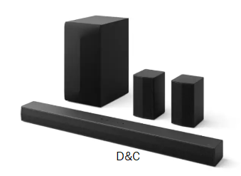 LG – 5.1-Channel S60TR Home Theater Soundbar with Wireless Subwoofer and Rear Speakers, Dolby Audio, WOW Orchestra – Black