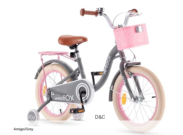RoyalBaby Toddlers Kids Bike, 14 Inch Girls Bicycle with Basket and Training Wheels for 3-4 Yeas, Children Cycle Bikes AMG
