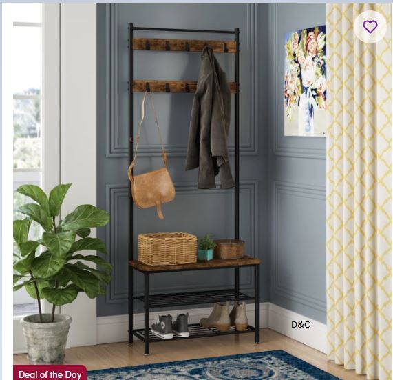 Parke Hall Tree 27.6” Wide with Bench and Shoe Storage