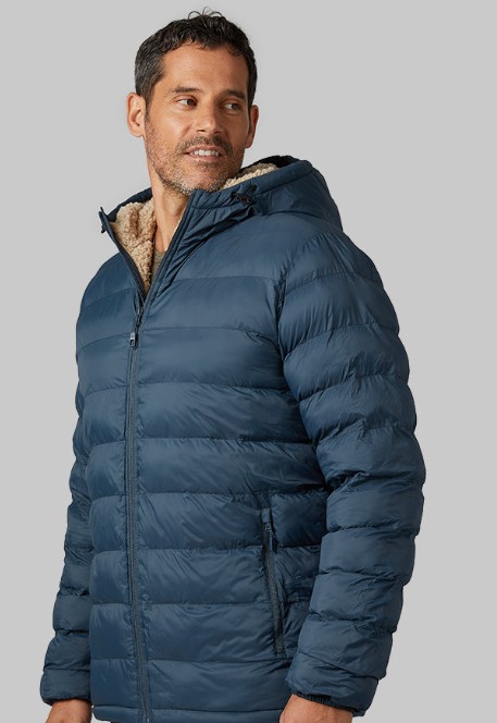 MEN’S HOODED SHERPA-LINED JACKET