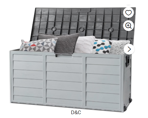 Ktaxon 75gal Outdoor Garden Plastic Storage Deck Box Chest Tools Black Grey