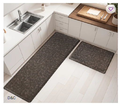 Airin Non-Skid Anti-Fatigue Waterproof Cushioned Kitchen Mat (Set of 2)