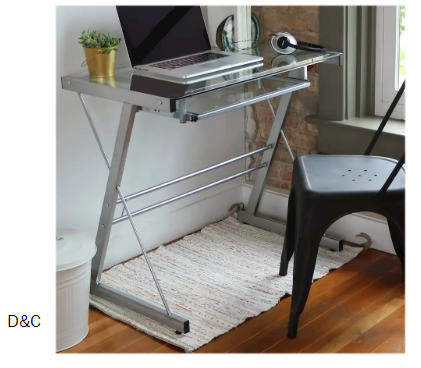 Walker Edison – 31″ Modern Glass Computer Desk – Silver