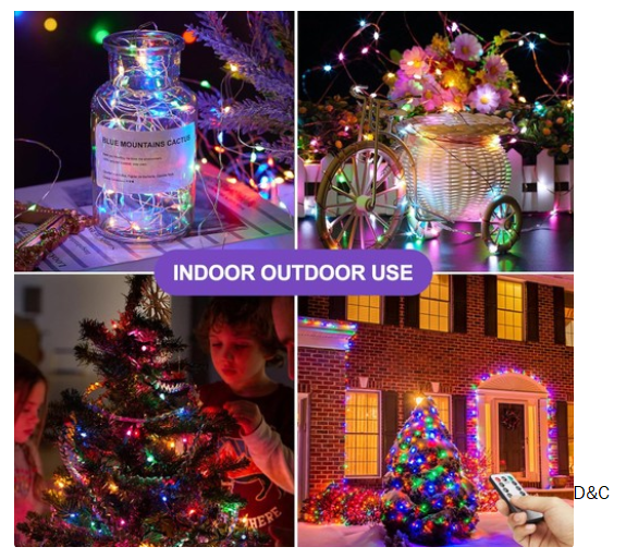3 Pack: 40ft USB Waterproof Remote Control LED String Lights