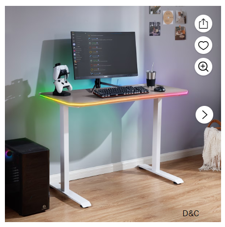 X Rocker Oka Adult Gaming Desk with RGB Lighting, White/Light Wood
