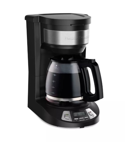 Hamilton Beach 12 Cup Programmable Coffee Maker – Black – 46290: Drip Coffee Machine, Nonstick Hot Plate, Brew Pause