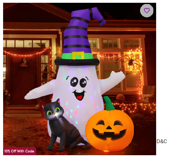 Halloween Inflatables 5 FT Inflatable Ghost with Pumpkin Black Cat Cute Blow Up Ghost with LED Lights