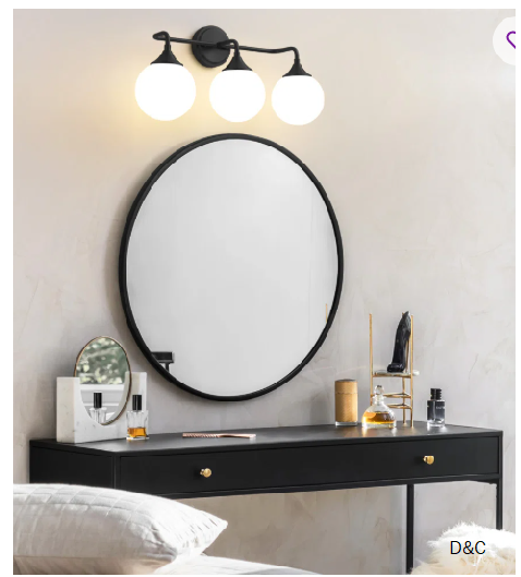 Romale Dimmable Bathroom Vanity Light with 5.9in Milk Opal Glass Globe Shade