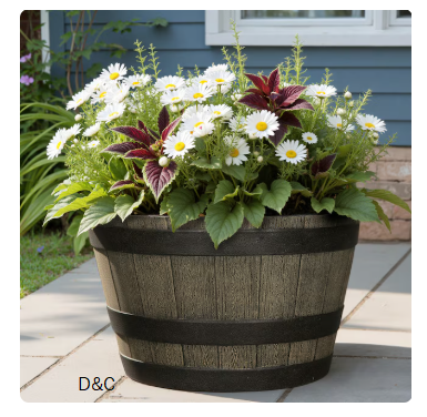 Style Selections Round 19.29-in W x 19.29-in L Brown Recycled plastic Indoor/Outdoor Planter
