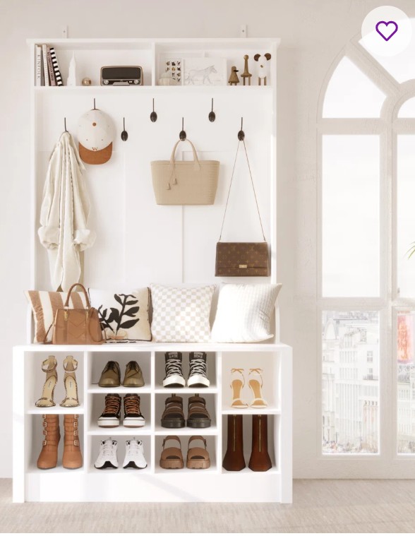 Keasal Hall Tree 39.4” Wide with Bench and Shoe Storage