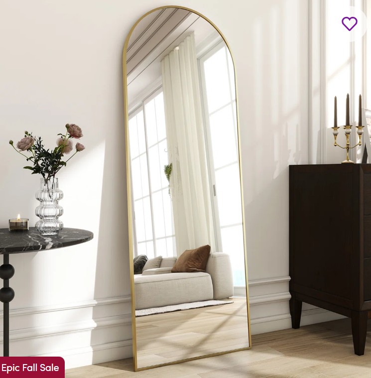 Arched Metal Oversized Full Length Mirrors Wall Mirrors with Stand
