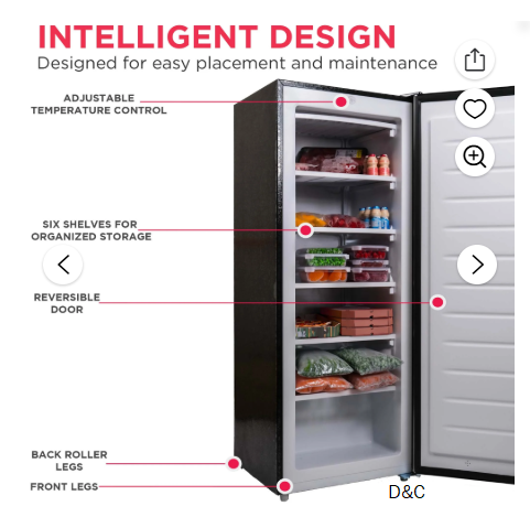 Frigidaire 6.5 Cu. ft. Upright Freezer, Platinum Silver, EFRF698