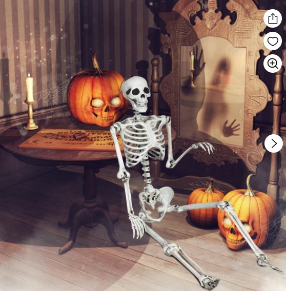 Costway 5.4ft Halloween Skeleton Life Size Realistic Full Body Hanging with Movable Joints 63 Inches