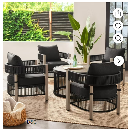 Better Homes & Gardens Tarren 5-Piece Wicker Outdoor Conversation Set, Black