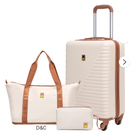 Landisun 3 Piece Carry-on Luggage Sets, Hardside Suitcase Set with Spinner Wheels, Portable Travel Bag and Toiletry Bag, White