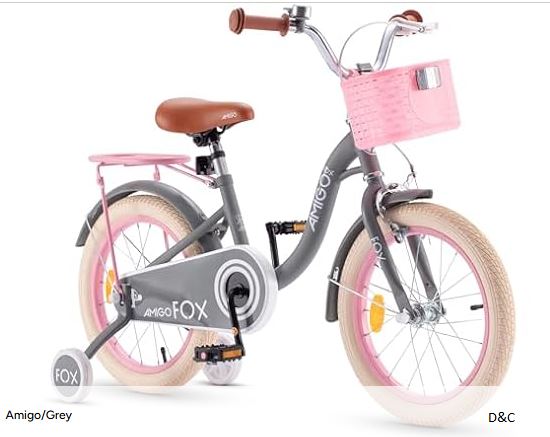 RoyalBaby Toddlers Kids Bike, 14 Inch Girls Bicycle with Basket and Training Wheels for 3-4 Yeas, Children Cycle Bikes AMG